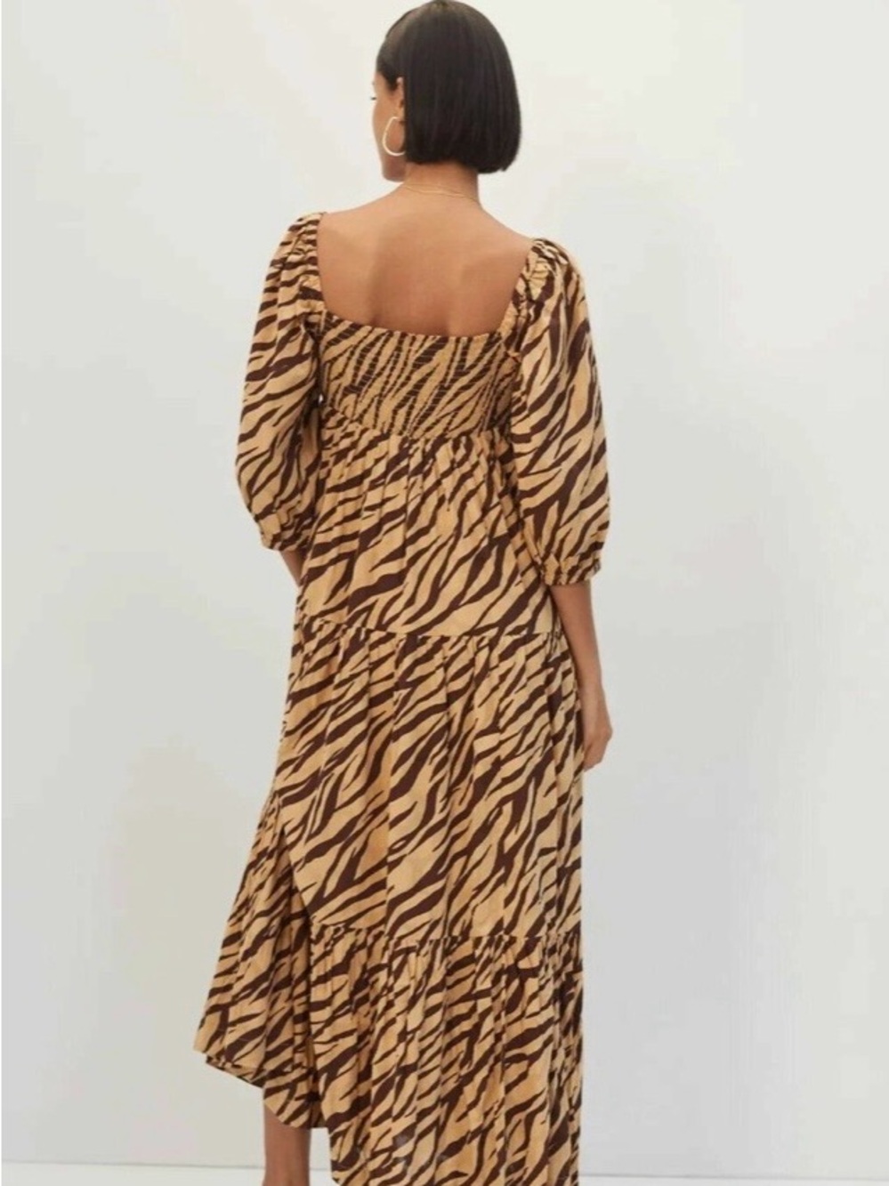 Anthropologie Brown Zebra-Print Tiered Maxi Dress - Picture 2 of 3